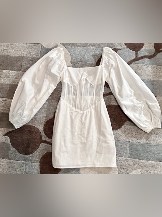 NWT SABO Luxe Australia Brielle Off-Shoulder Corset Mini Dress w Balloon Sleeves - Picture 3 of 10